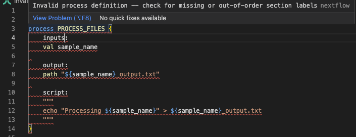 잘못된 프로세스 메시지
